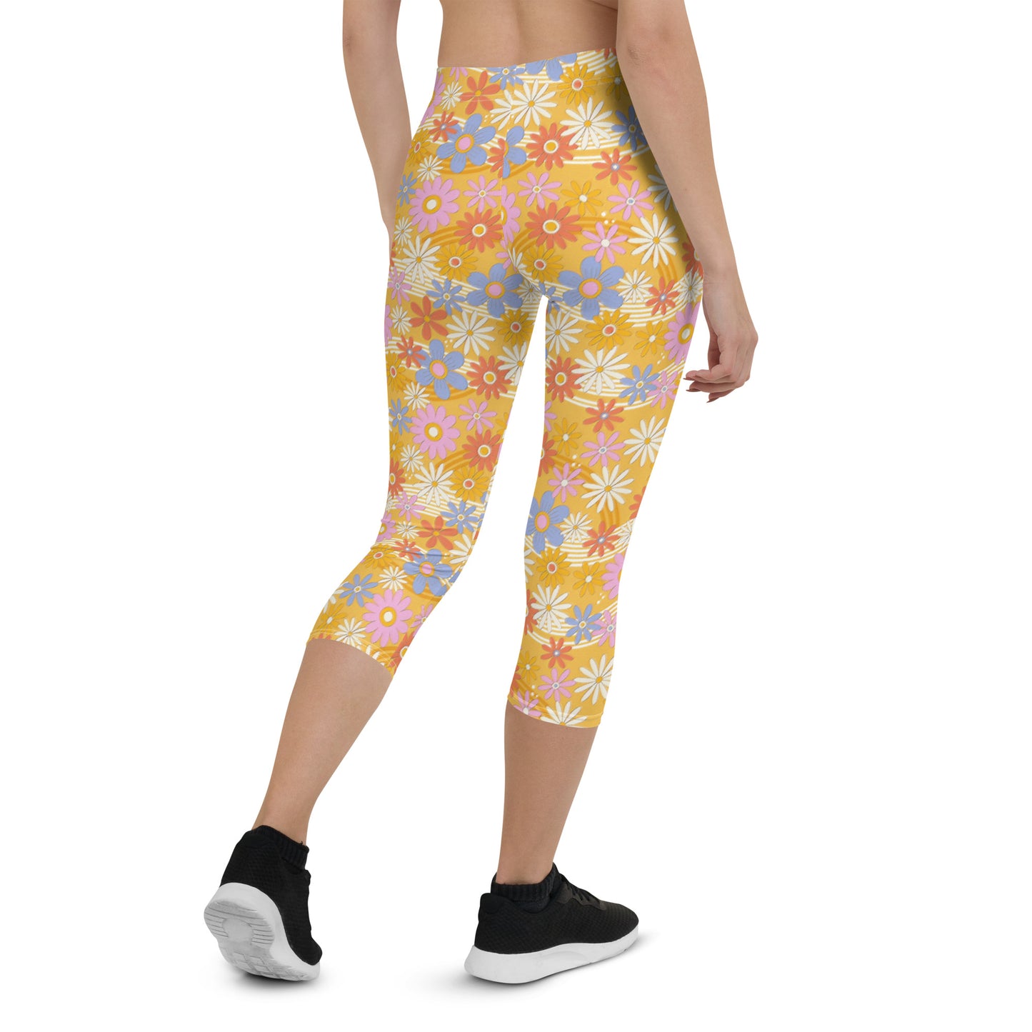 Retro Floral Capri Leggings