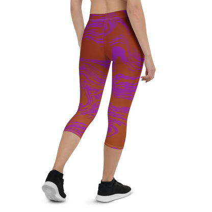 Magenta Marble Capri Leggings