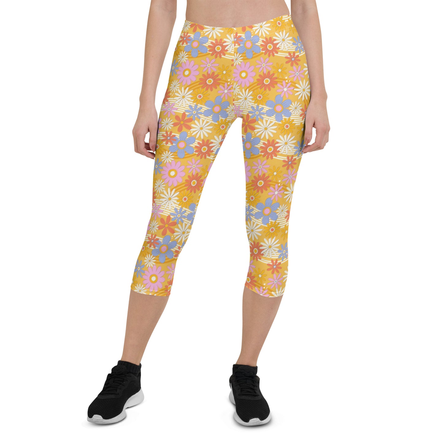 Retro Floral Capri Leggings