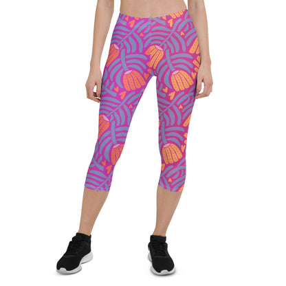 Happy Floral Capri Leggings