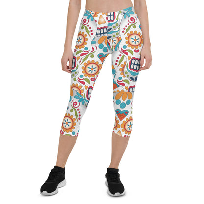 Color Skull Capri Leggings