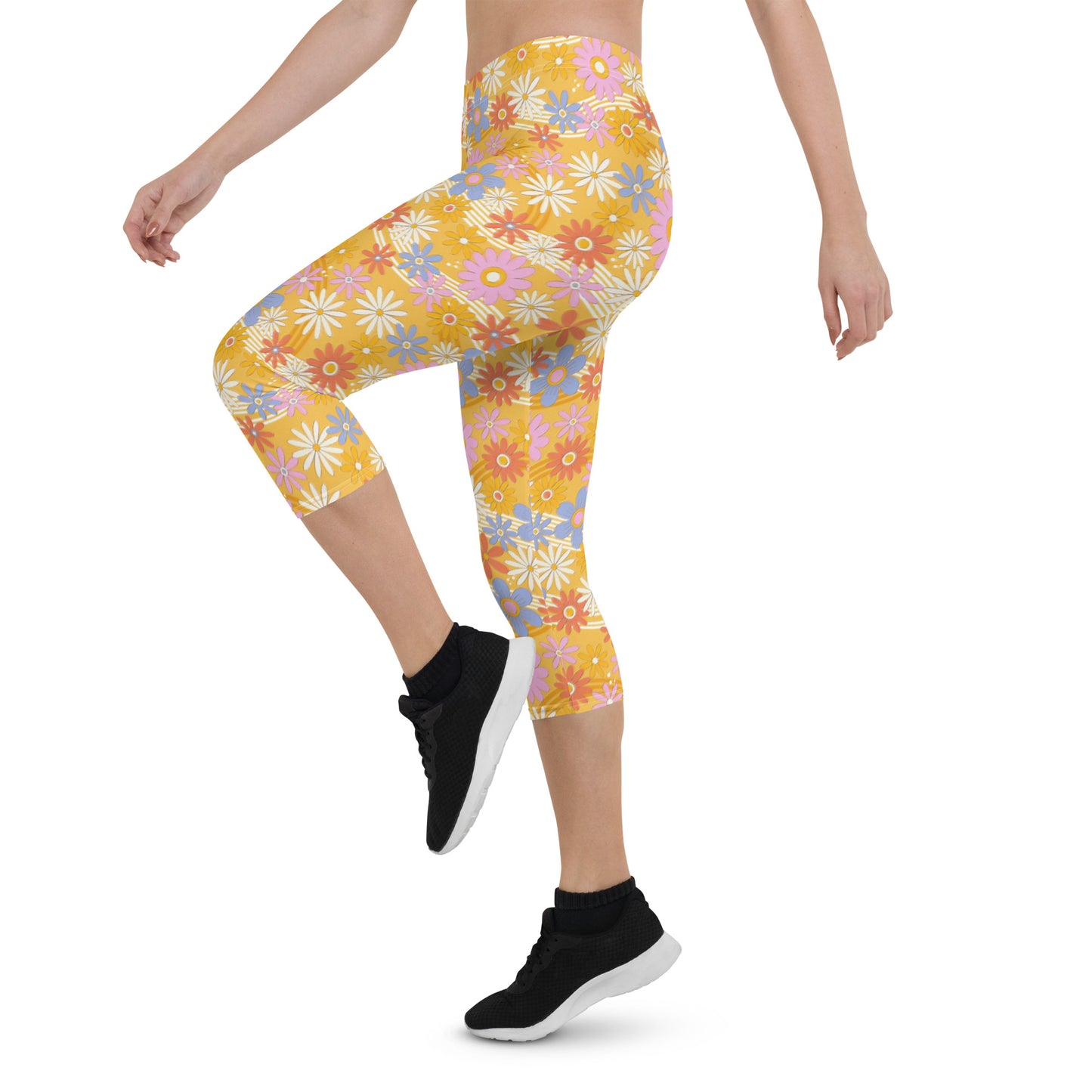 Retro Floral Capri Leggings