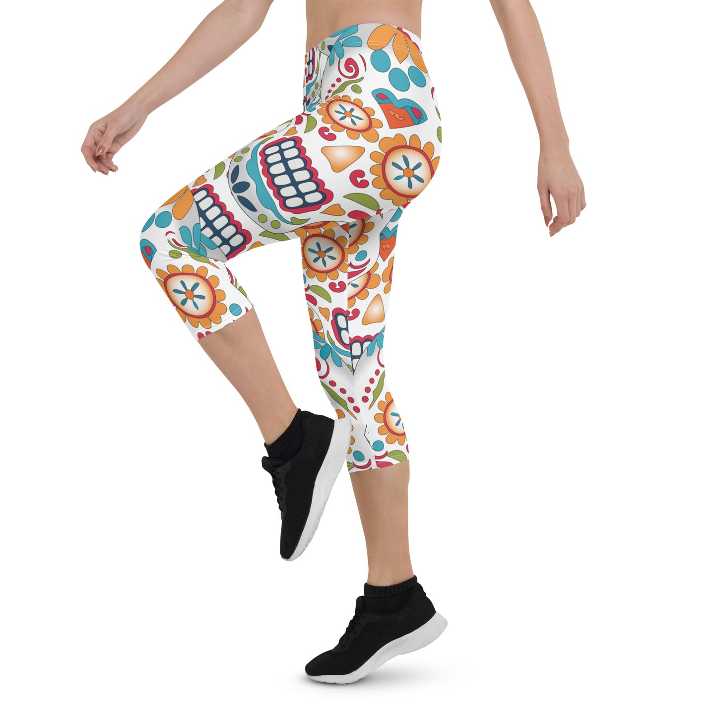 Color Skull Capri Leggings