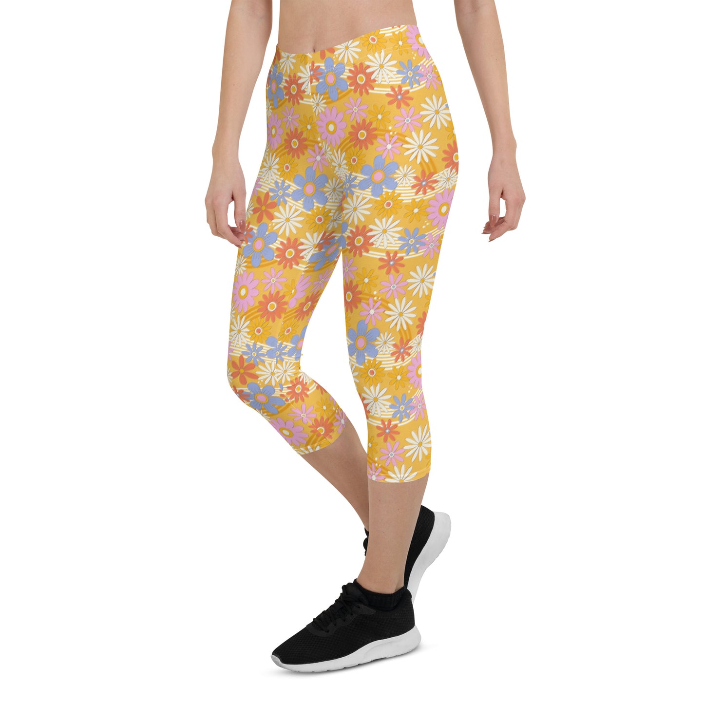 Retro Floral Capri Leggings