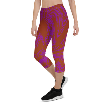 Magenta Marble Capri Leggings