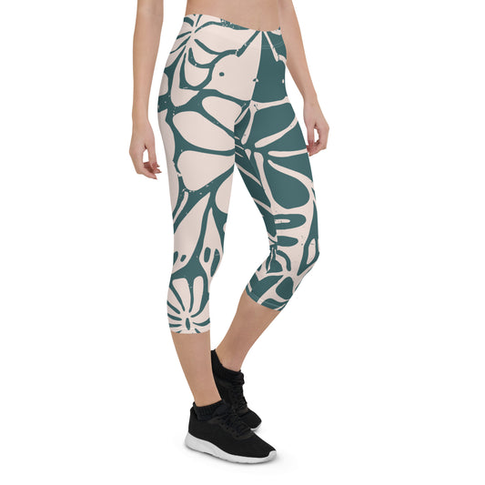 Abstract Dove Capri Leggings