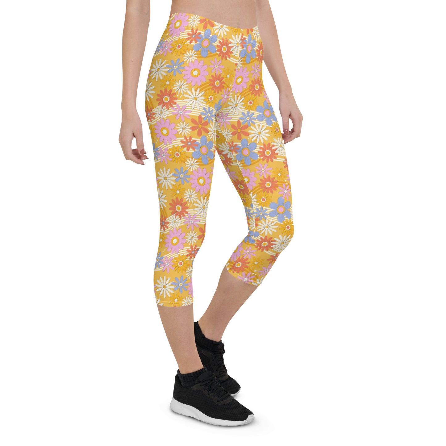 Retro Floral Capri Leggings