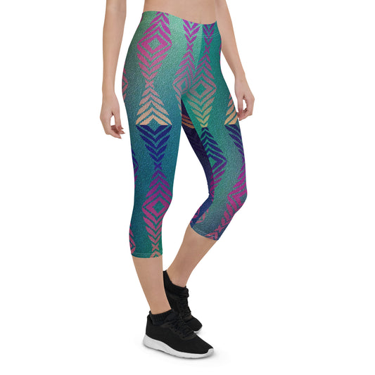 Gradient Tribal Capri Leggings