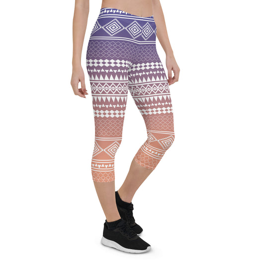 Sunset Tribal Capri Leggings