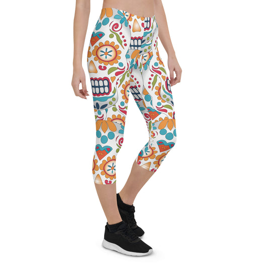 Color Skull Capri Leggings