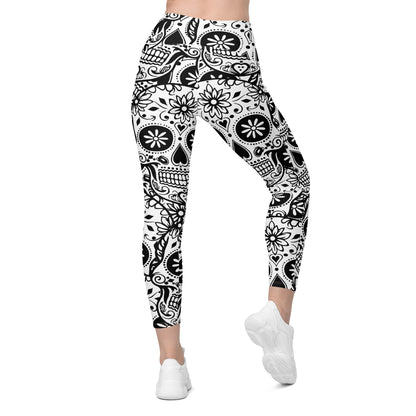 Black and White Skull Leggings with pockets