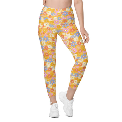 Retro Floral Leggings with pockets