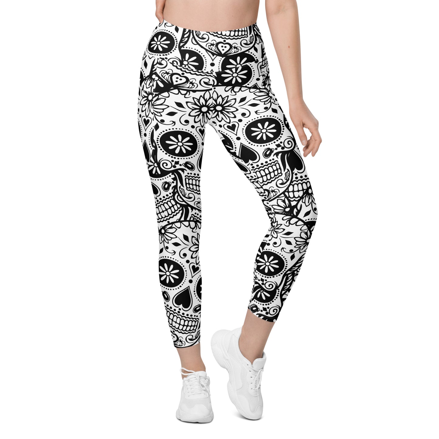 Black and White Skull Leggings with pockets