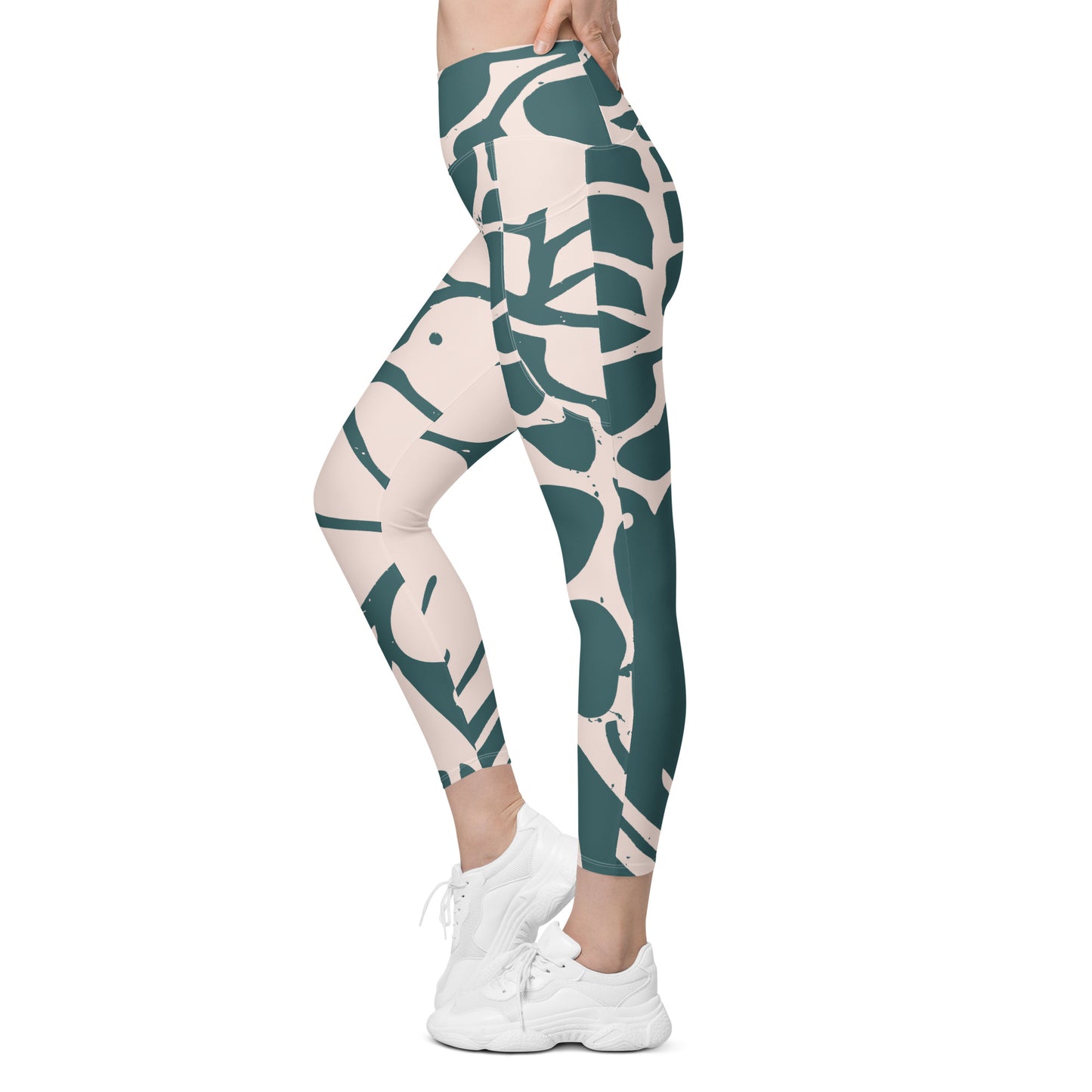 Abstract Dove Leggings with pockets