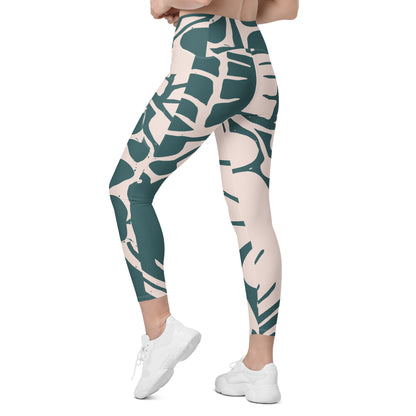 Abstract Dove Leggings with pockets