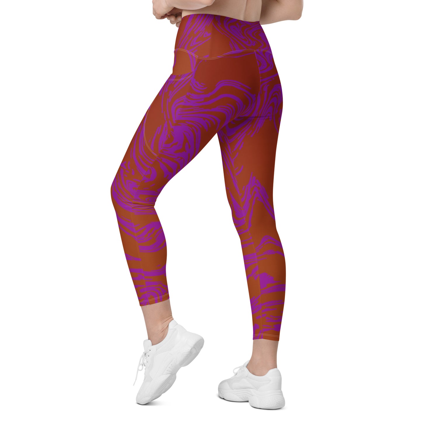 Magenta Marble Leggings with pockets