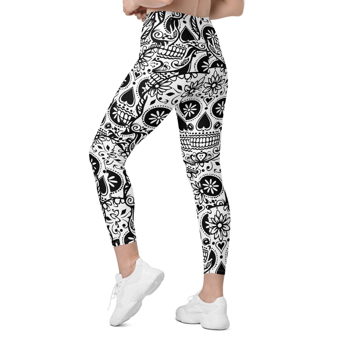 Black and White Skull Leggings with pockets