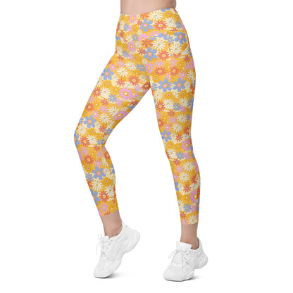 Retro Floral Leggings with pockets