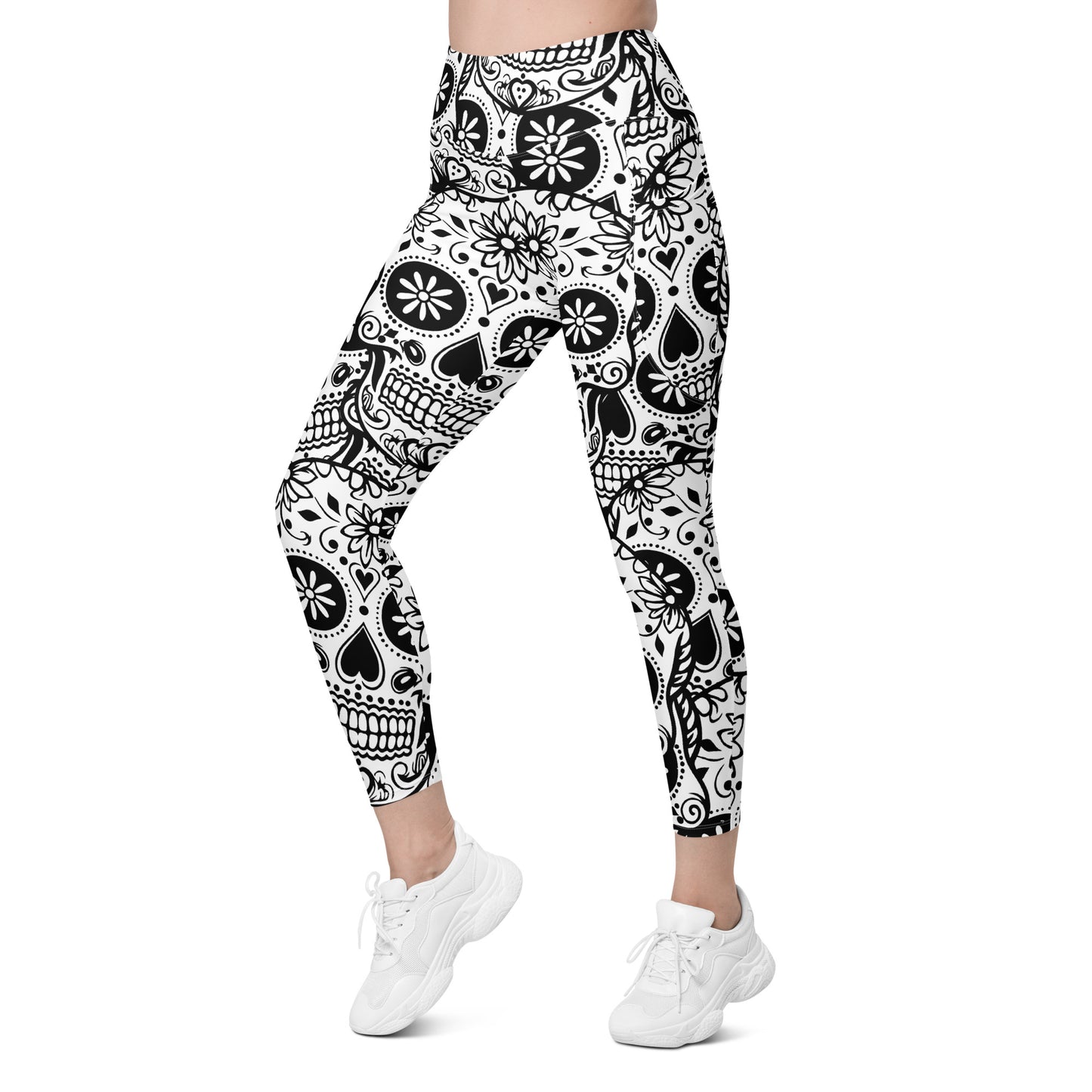 Black and White Skull Leggings with pockets