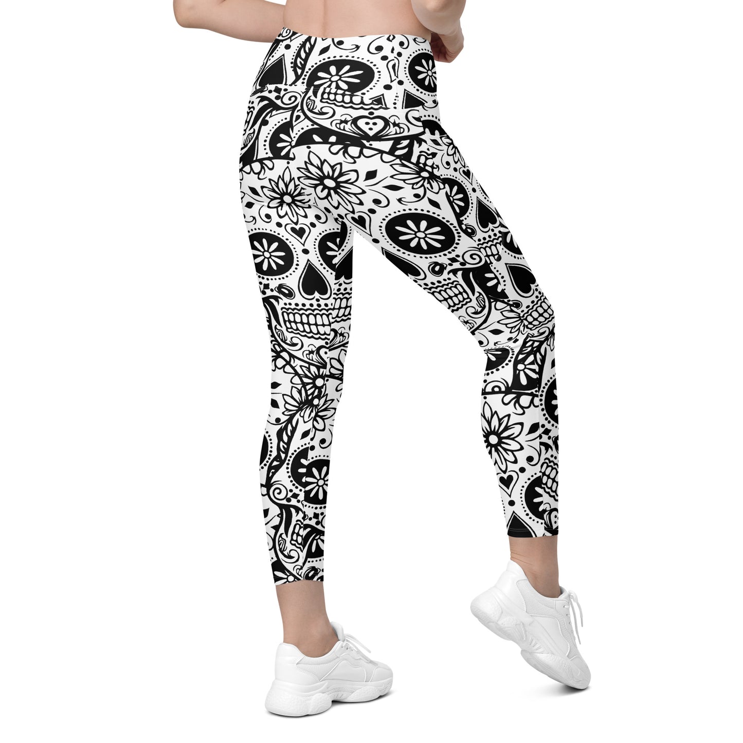 Black and White Skull Leggings with pockets