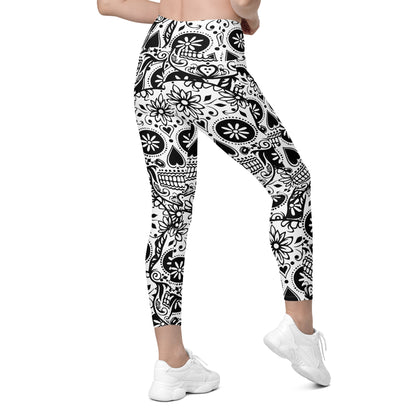 Black and White Skull Leggings with pockets