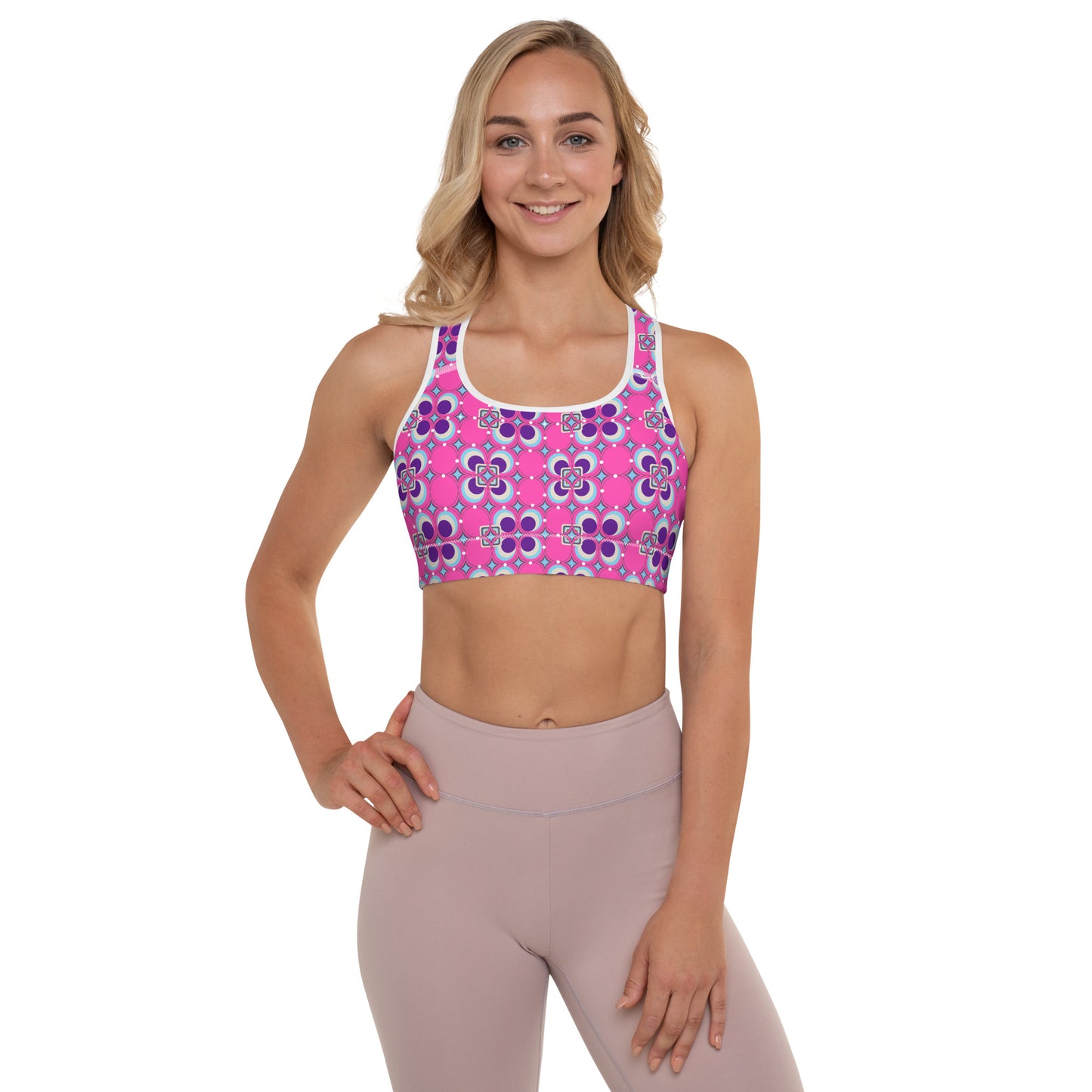 Retro Circles Padded Sports Bra