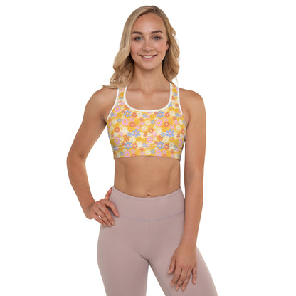 Retro Floral Padded Sports Bra