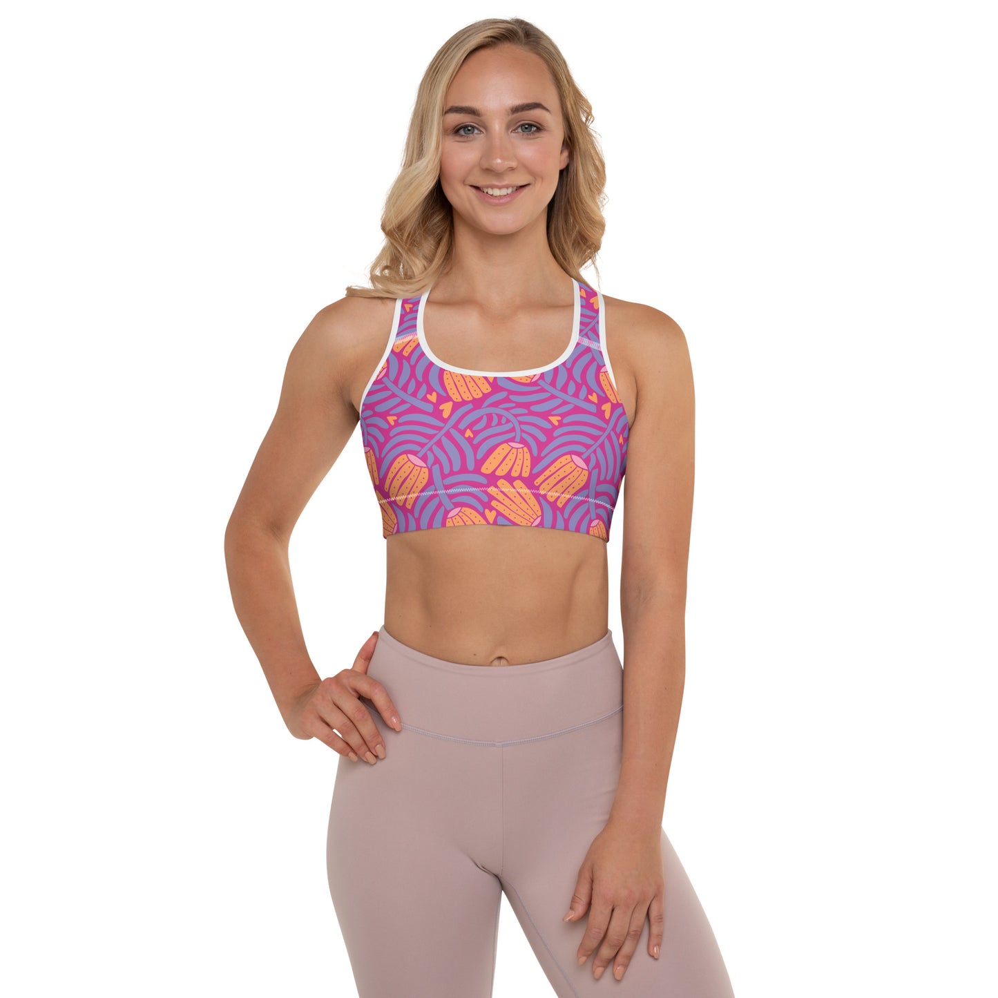 Happy Floral Padded Sports Bra