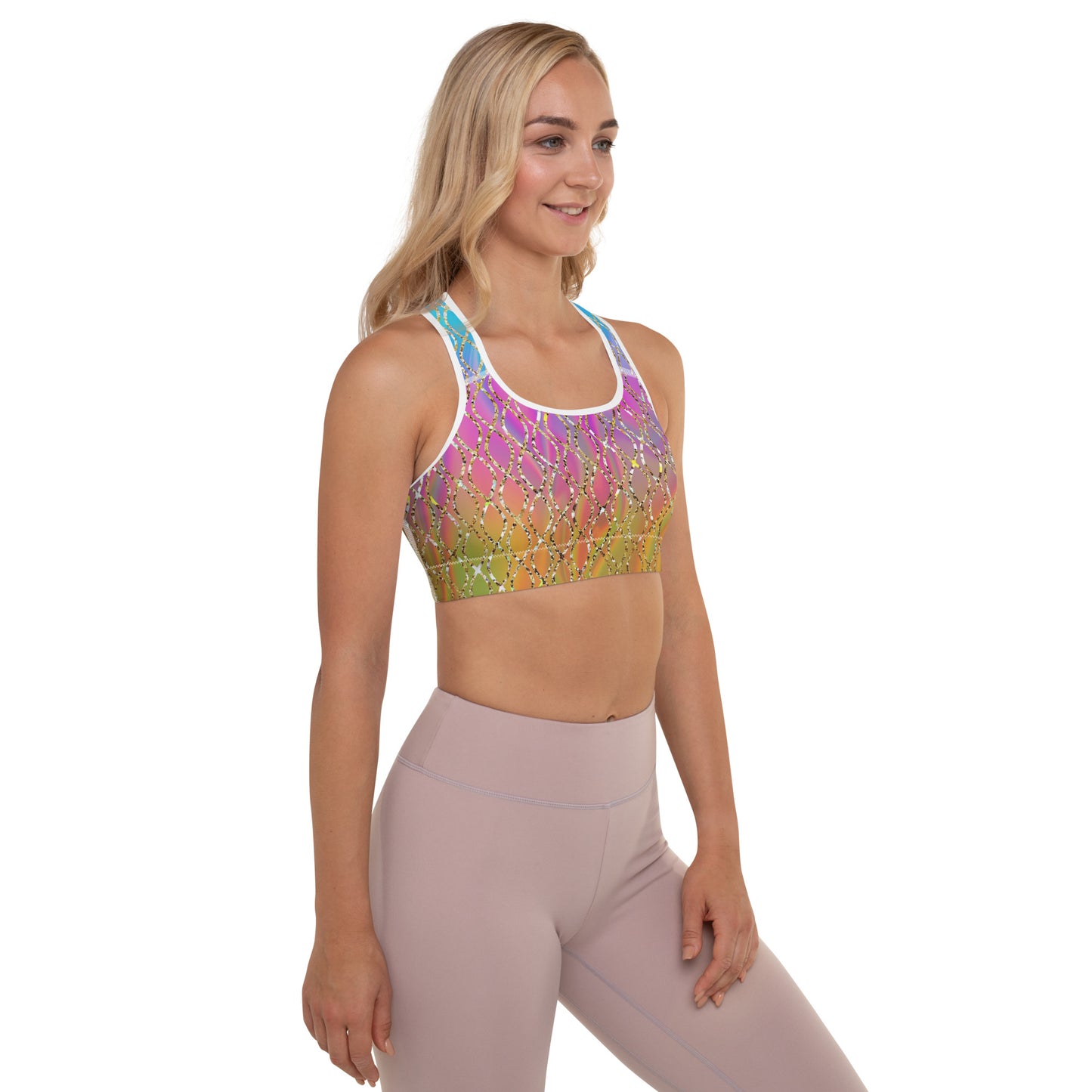 Metallic Scales Padded Sports Bra