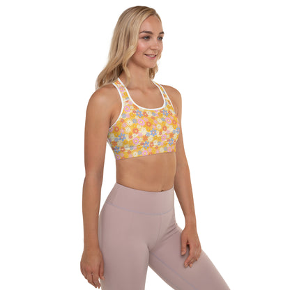 Retro Floral Padded Sports Bra