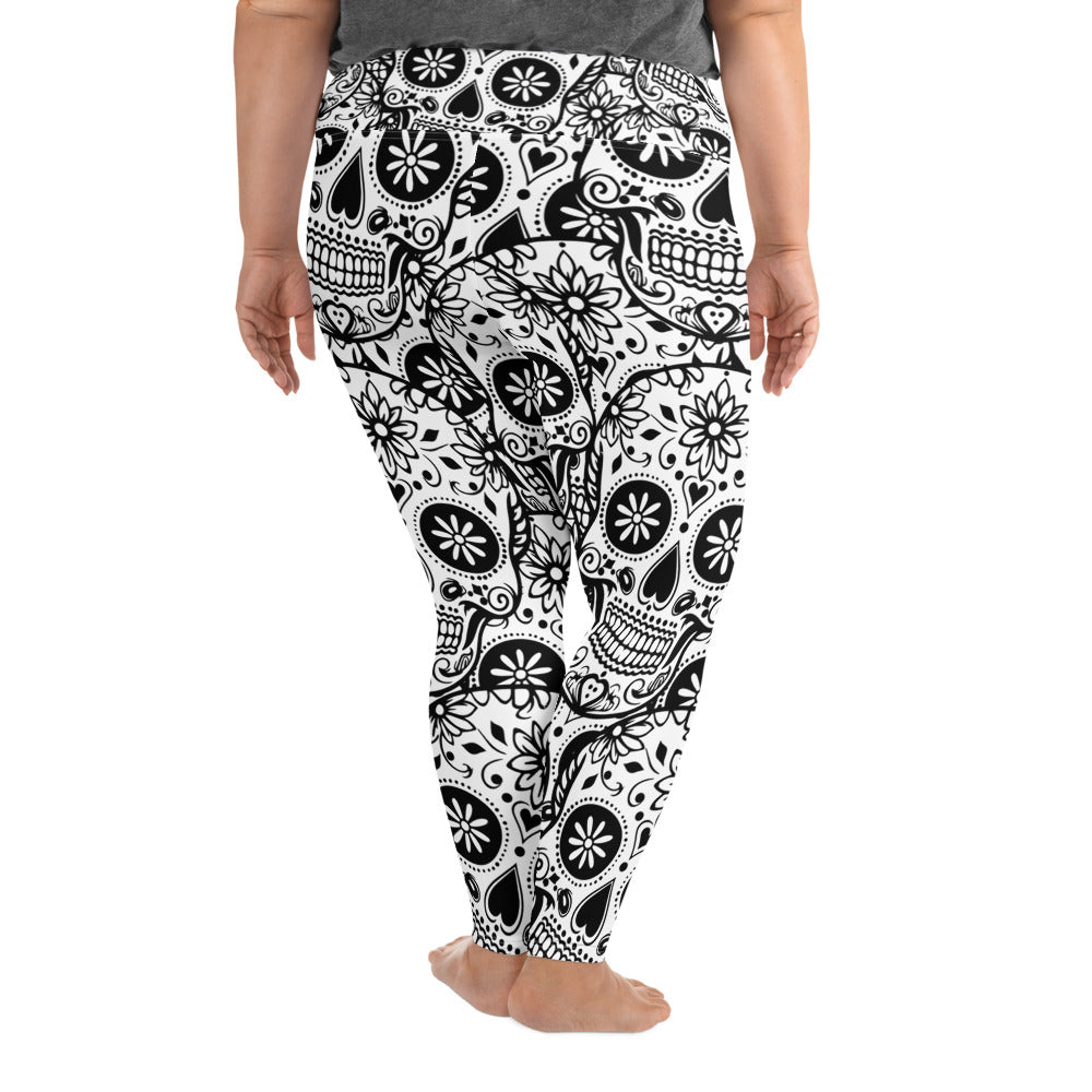 Black and White Skull Plus Size Leggings