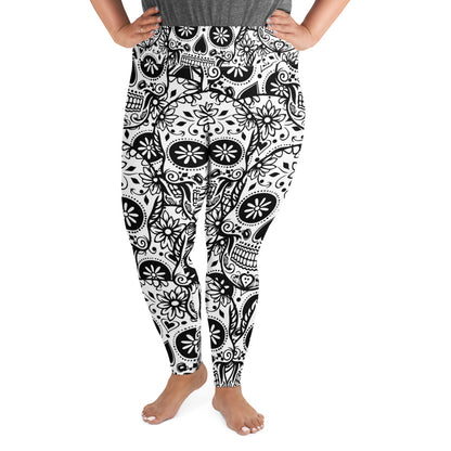 Black and White Skull Plus Size Leggings