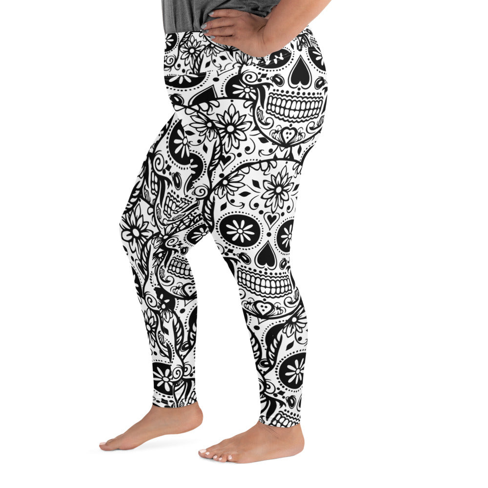 Black and White Skull Plus Size Leggings