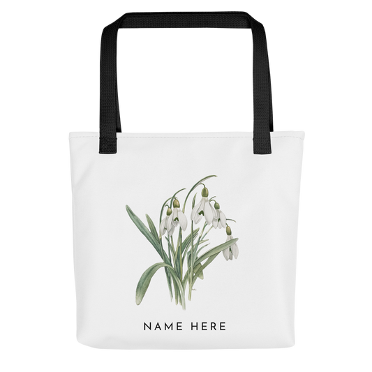 Customizable Birthday Month Flower Tote Bag - Black Handle