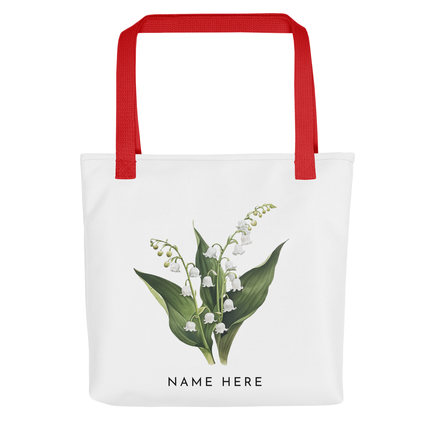 Customizable Birthday Month Flower Tote Bag - Red Handle