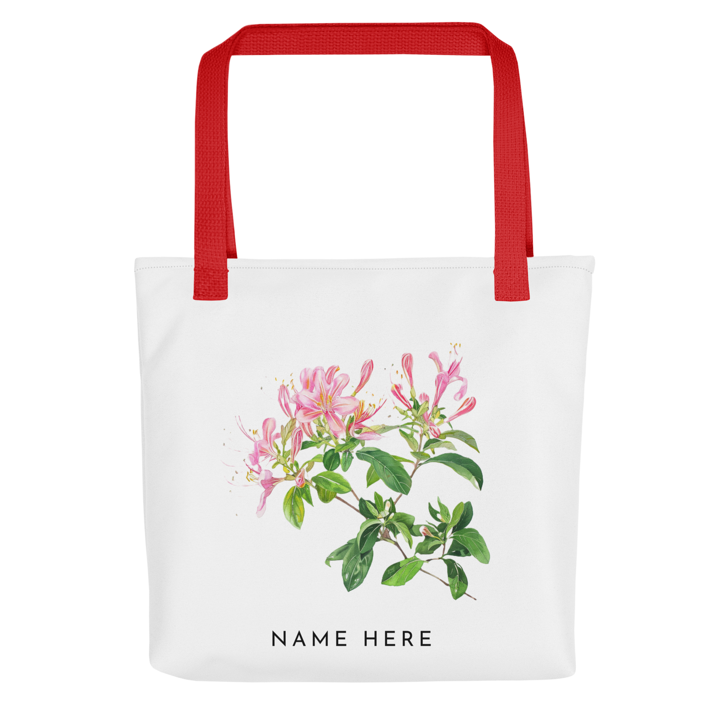 Customizable Birthday Month Flower Tote Bag - Red Handle