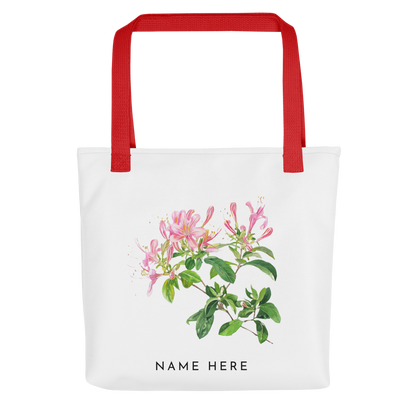 Customizable Birthday Month Flower Tote Bag - Red Handle