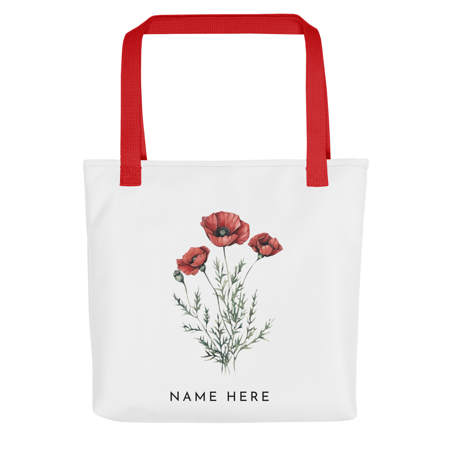 Customizable Birthday Month Flower Tote Bag - Red Handle