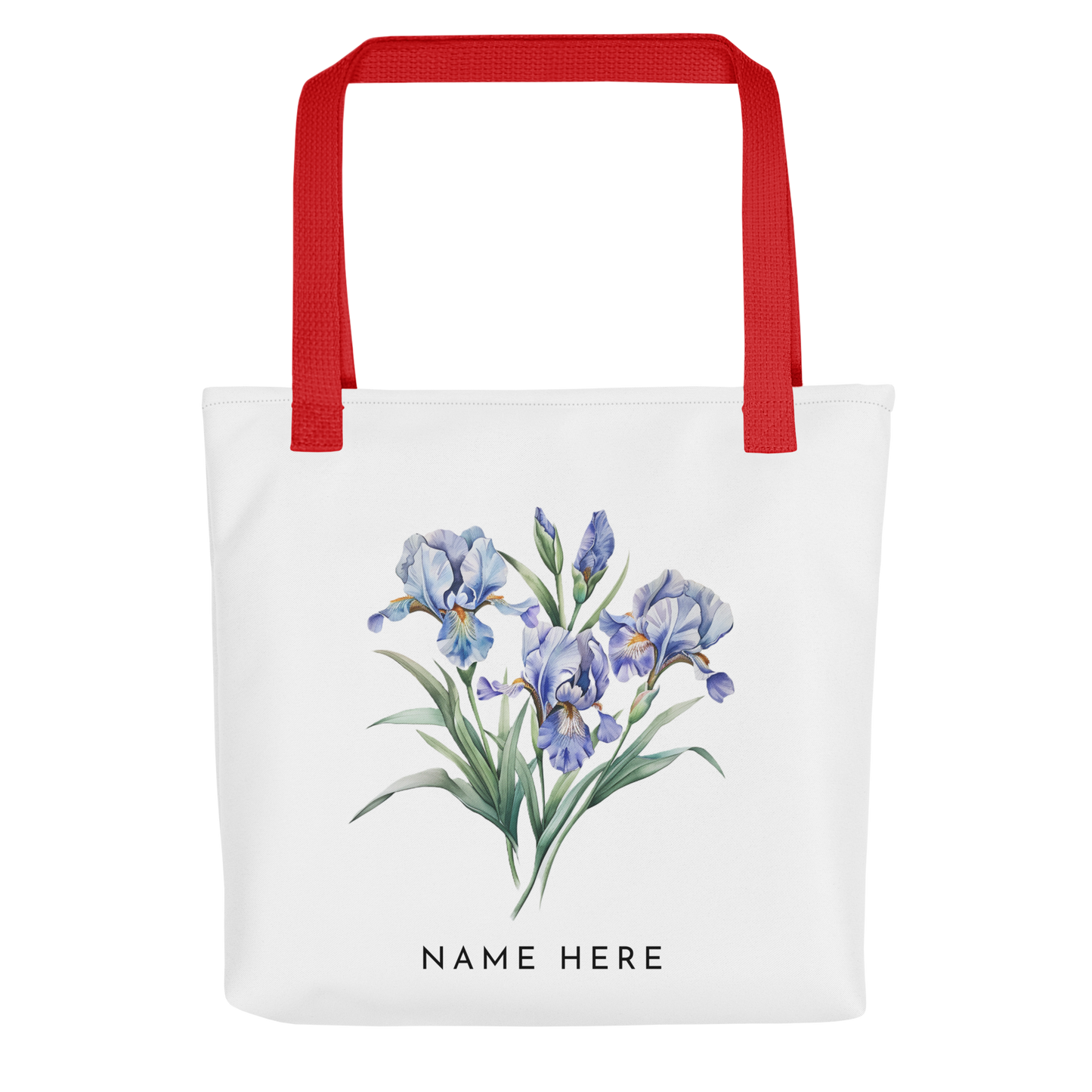 Customizable Birthday Month Flower Tote Bag - Red Handle