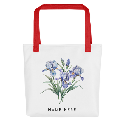 Customizable Birthday Month Flower Tote Bag - Red Handle