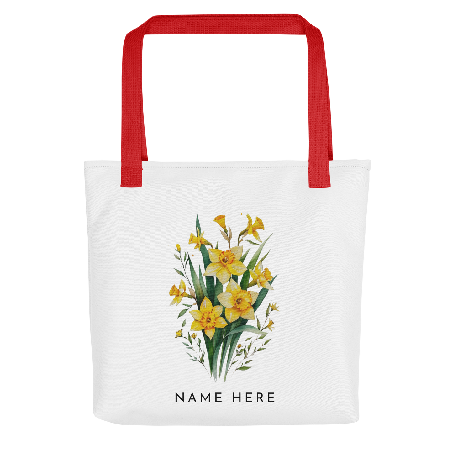 Customizable Birthday Month Flower Tote Bag - Red Handle