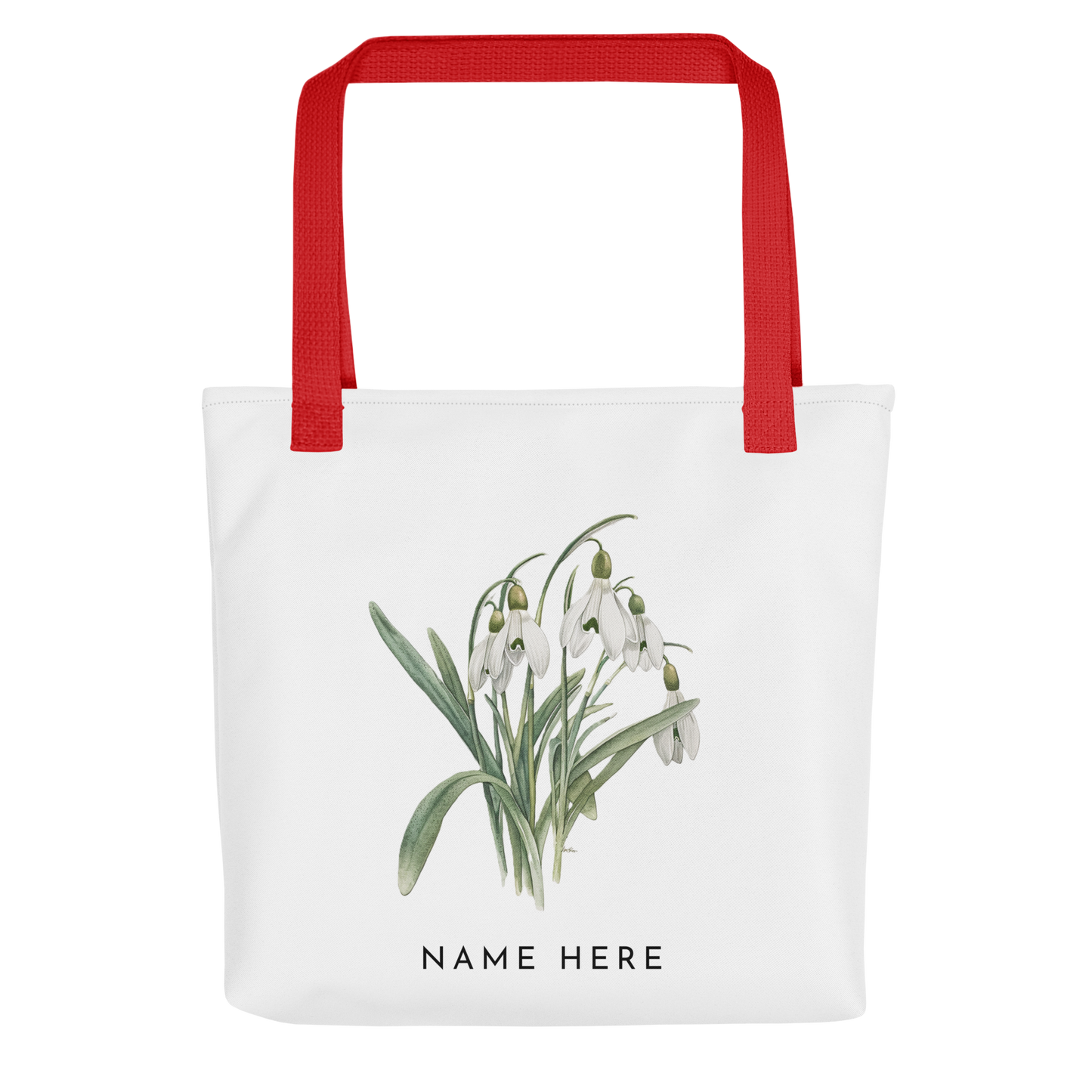 Customizable Birthday Month Flower Tote Bag - Red Handle