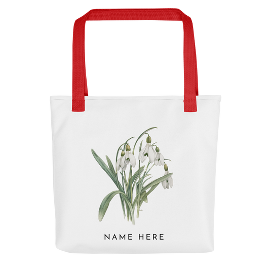 Customizable Birthday Month Flower Tote Bag - Red Handle