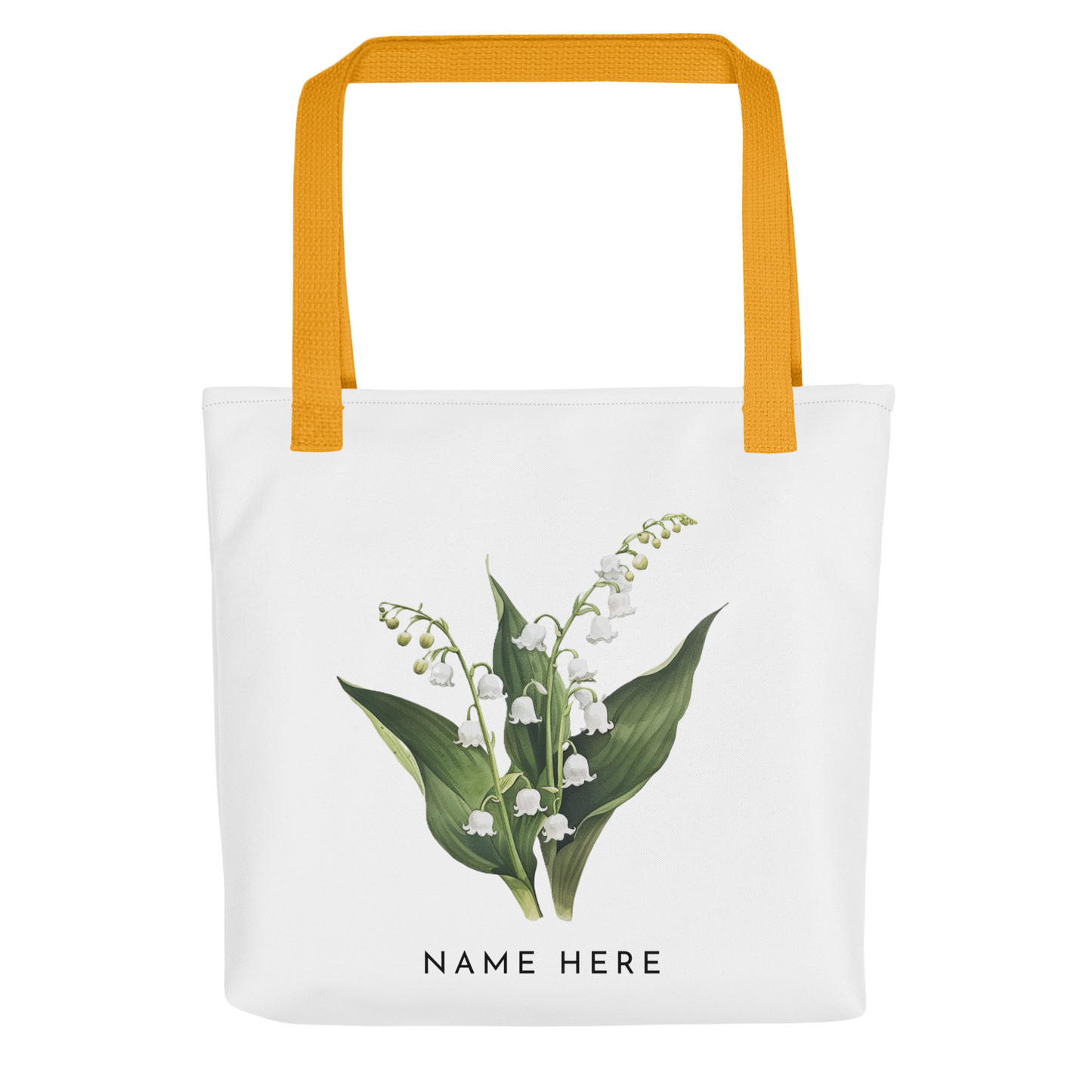 Customizable Birthday Month Flower Tote Bag - Yellow Handle