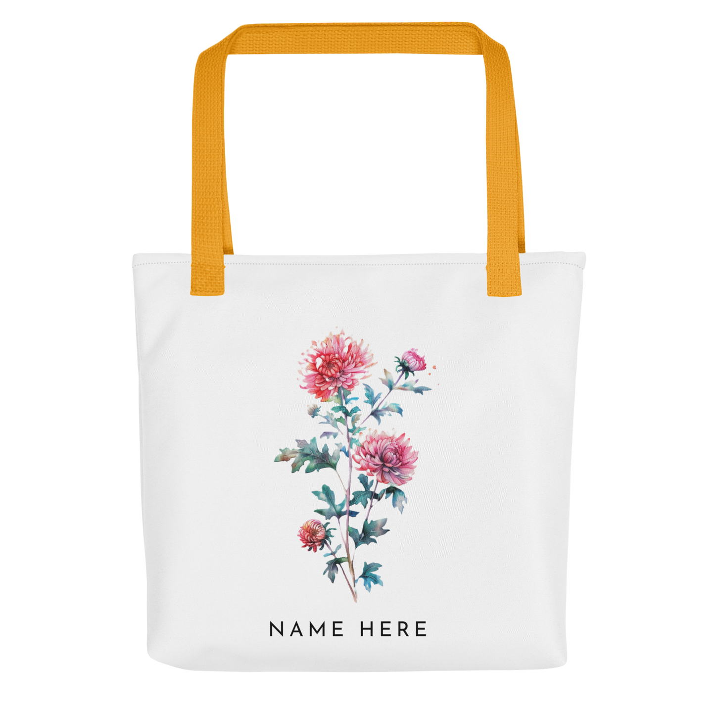 Customizable Birthday Month Flower Tote Bag - Yellow Handle