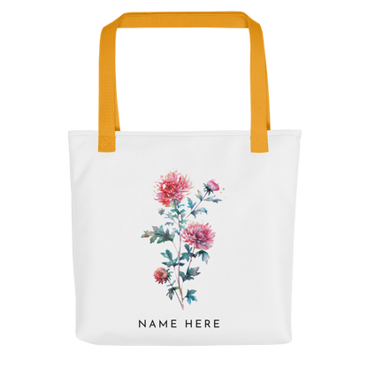 Customizable Birthday Month Flower Tote Bag - Yellow Handle