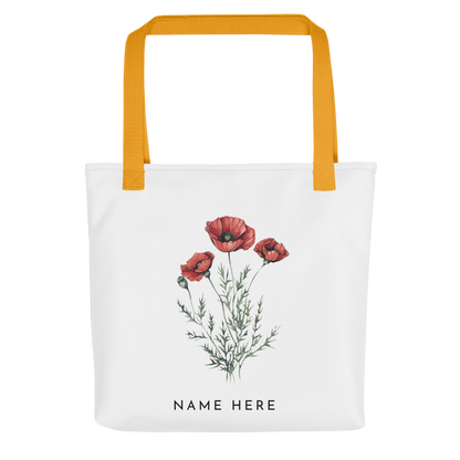 Customizable Birthday Month Flower Tote Bag - Yellow Handle