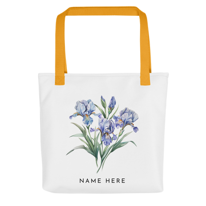 Customizable Birthday Month Flower Tote Bag - Yellow Handle