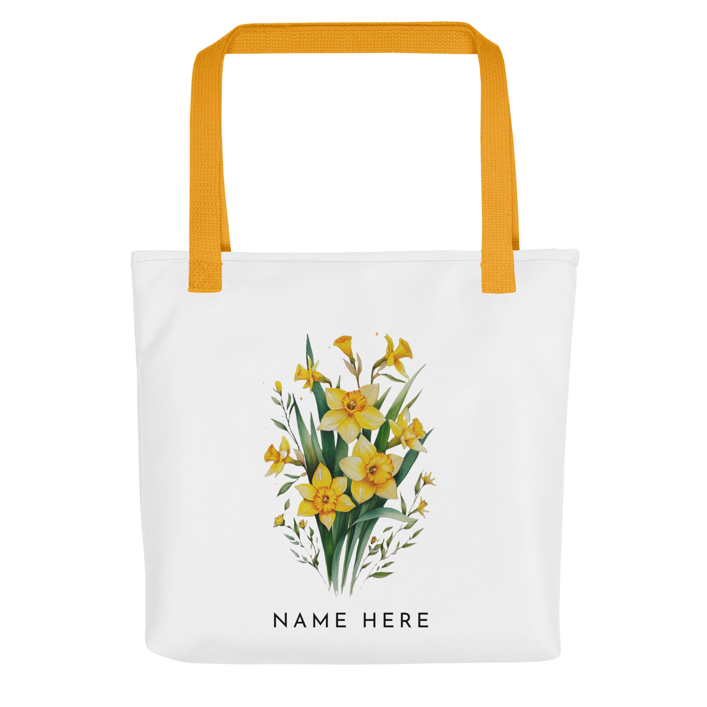 Customizable Birthday Month Flower Tote Bag - Yellow Handle