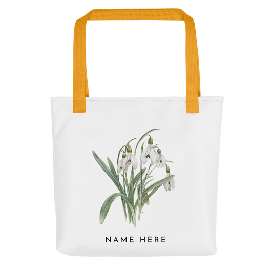 Customizable Birthday Month Flower Tote Bag - Yellow Handle